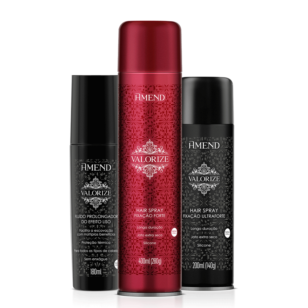 Kit Hair Spray Valorize Ultraforte 200ml/Hair Spray Valorize Forte 200ml/Fluido Prolongador do Efeito Liso